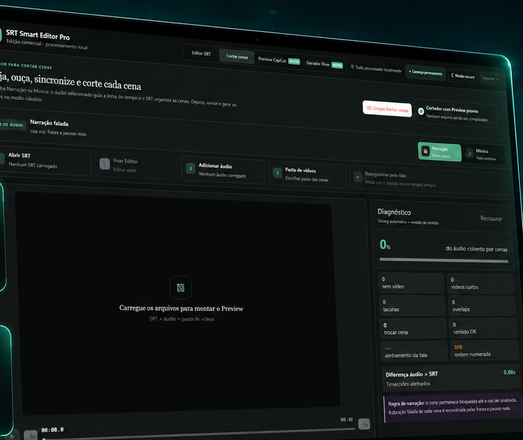Interface real do SRT Smart Editor Pro